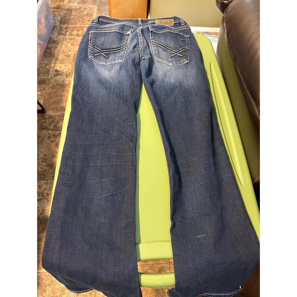 BKE Aiden Bootleg Jeans Womens 28S Dark Wash Whiskered Stretch Denim